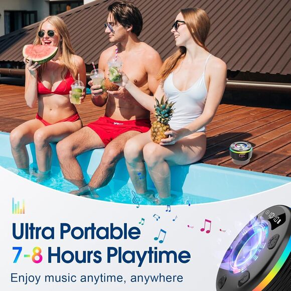 OYIB Bluetooth Shower Speaker 360° HD Sound, RGB Lights, FM Radio - Picture 5 of 7